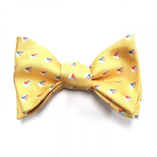 O'Connell's Printed Silk Bow Tie - Sailboats - Yellow (81819)