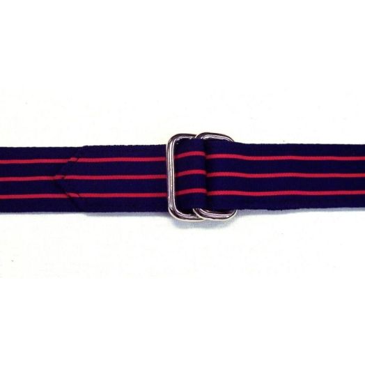 O'Connell's Rectangular D-Ring Ribbon Belt - Navy with triple Red stripe (WG240)
