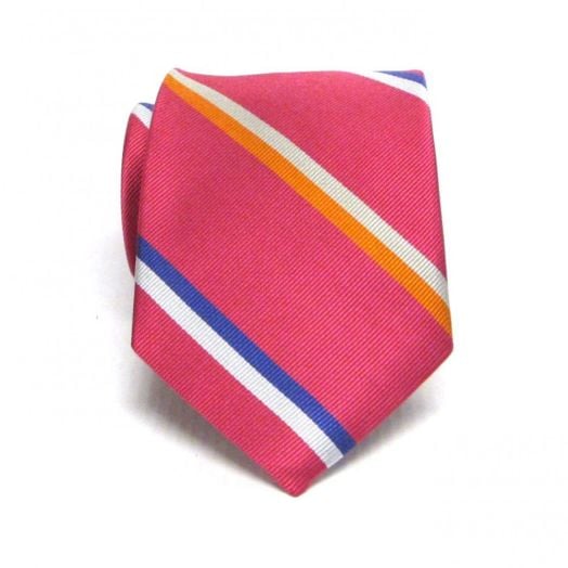 O'Connell's Repp Stripe Necktie - Pink with Orange, Purple & White (71699)