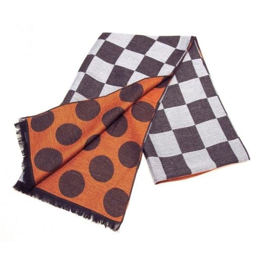 Seaward & Stearn Reversible Checkerboard Scarf - Chocolate (68660)