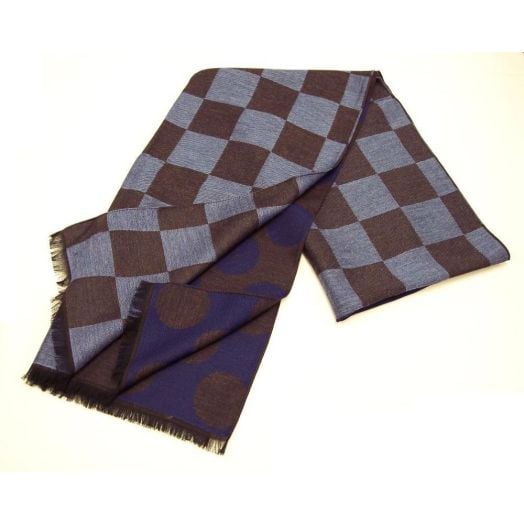 Seaward & Stearn Reversible Checkerboard Scarf - Cobalt (68659)