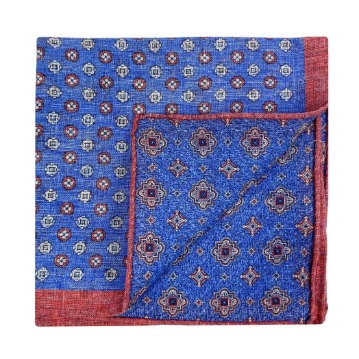 O'Connell's Reversible Linen Pocket Square - Blue & Red (103389)