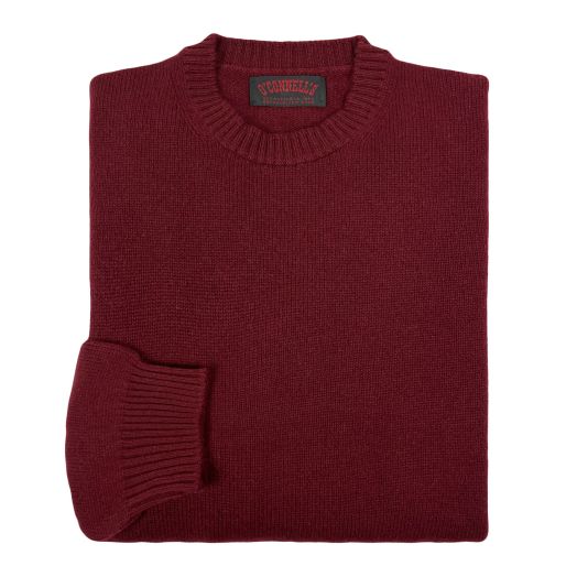 O'Connell's Scottish 3-ply Cashmere Crewneck Sweater - Burgundy