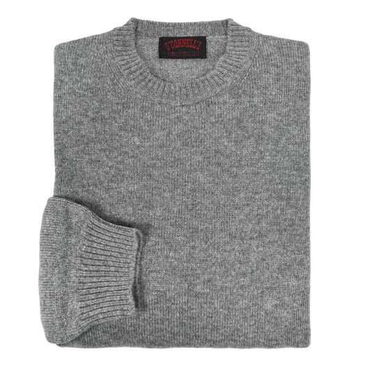 O'Connell's Scottish 3-ply Cashmere Crewneck Sweater - Flannel Grey