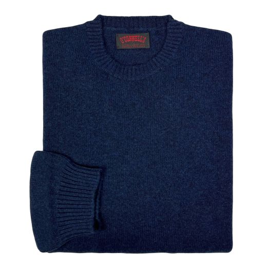 O'Connell's Scottish 3-ply Cashmere Crewneck Sweater - Navy Marl
