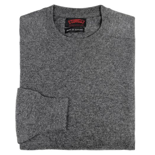 O'Connell's Scottish Cashmere & Cotton Crewneck Sweater - Derby Grey