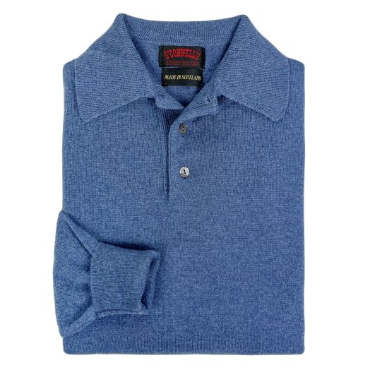 O'Connell's Scottish Cashmere Polo - Soft Denim