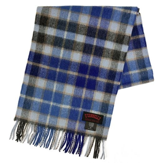 O'Connell's Scottish Cashmere Scarf - Blue, Black & Tan Check (111272)
