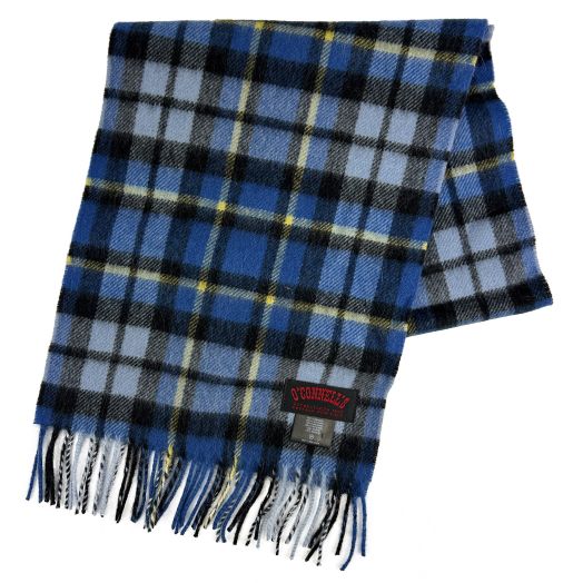 O'Connell's Scottish Cashmere Scarf - Blue, Grey, Black & Yellow (111271)