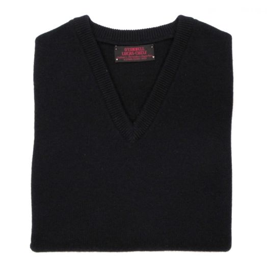 O'Connell's Scottish Cashmere V-Neck Sleeveless Sweater - Black