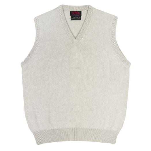 O'Connell's Scottish Cashmere V-Neck Sleeveless Sweater - Natural