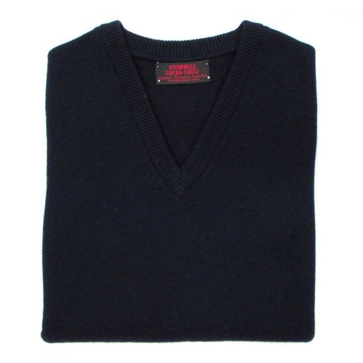 O'Connell's Scottish Cashmere V-Neck Sleeveless Sweater - Navy