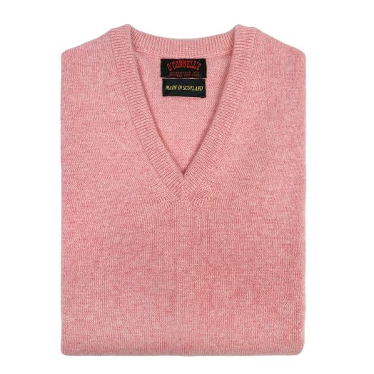 O'Connell's Scottish Cashmere V-Neck Sleeveless Sweater - Rose Pink