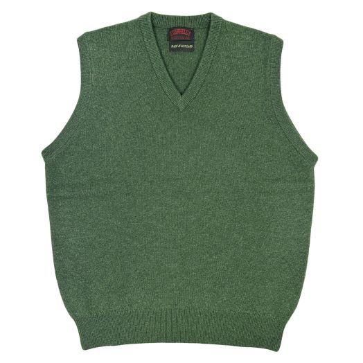 O'Connell's Scottish Cashmere V-Neck Sleeveless Sweater - Serpentine