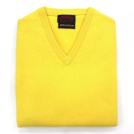 O'Connell's Scottish Cashmere V-Neck Sleeveless Sweater - Yellow