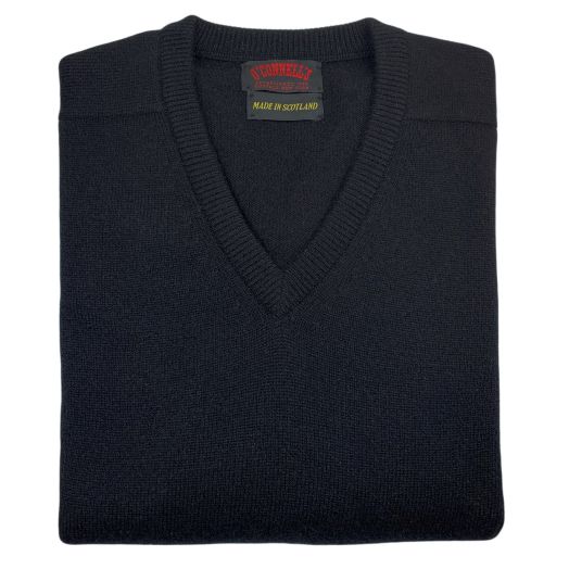 O'Connell's Scottish Cashmere V-Neck Sweater - Black