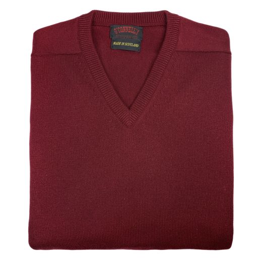 O'Connell's Scottish Cashmere V-Neck Sweater - Burgundy