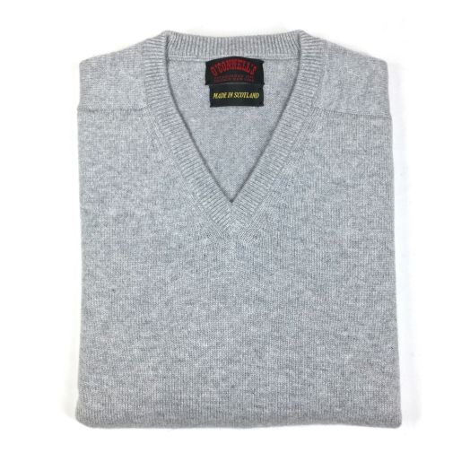 O'Connell's Scottish Cashmere V-Neck Sweater - Light Grey