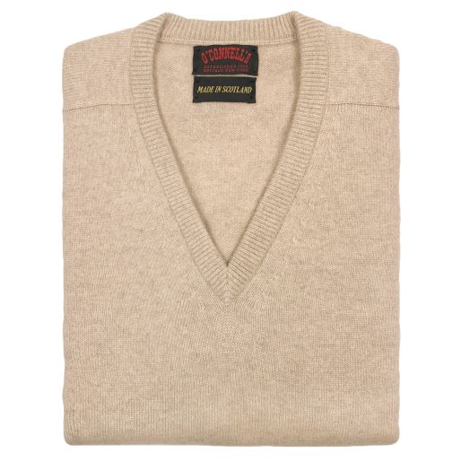 O'Connell's Scottish Cashmere V-Neck Sweater - Light Undyed