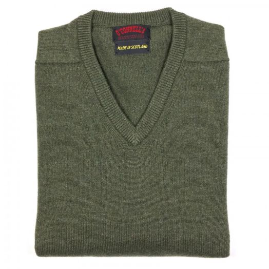 O'Connell's Scottish Cashmere V-neck Sweater - Loden