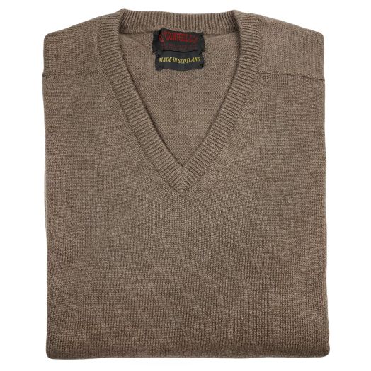 O'Connell's Scottish Cashmere V-Neck Sweater - Nutmeg