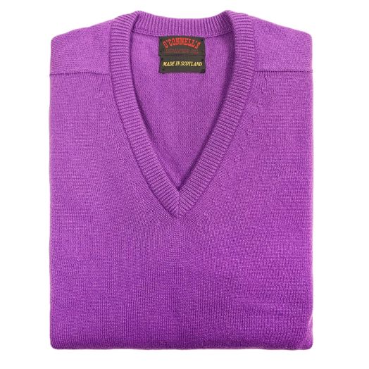 O'Connell's Scottish Cashmere V-Neck Sweater - Plum