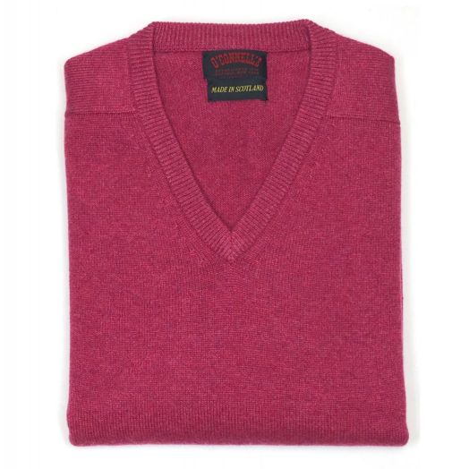 O'Connell's Scottish Cashmere V-neck Sweater - Raspberry