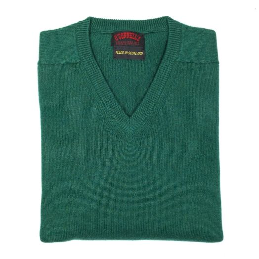 O'Connell's Scottish Cashmere V-Neck Sweater - Spruce