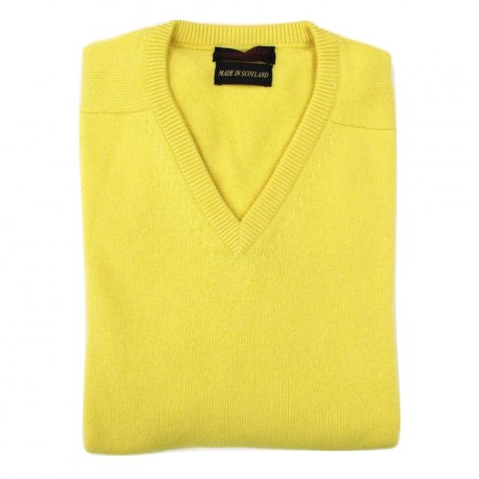 O'Connell's Scottish Cashmere V-neck Sweater - Sunray