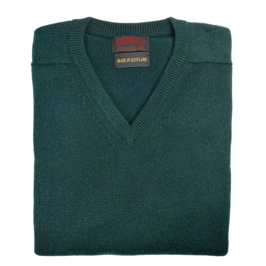 O'Connell's Scottish Cashmere V-Neck Sweater - Tartan Green