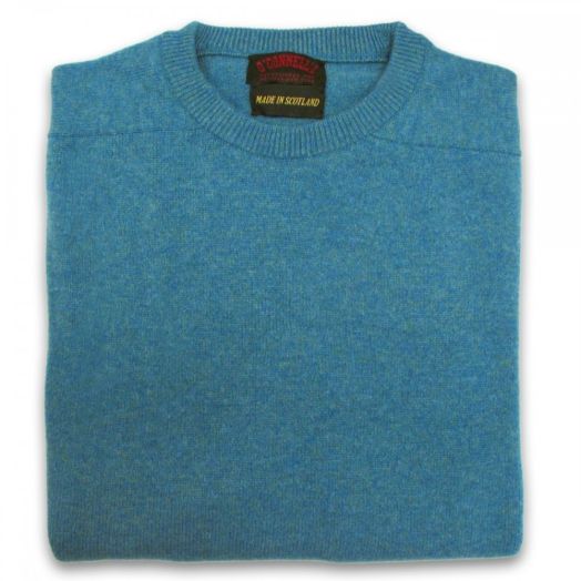O'Connell's Scottish Lambswool Crewneck Sweater - Baracuda Blue