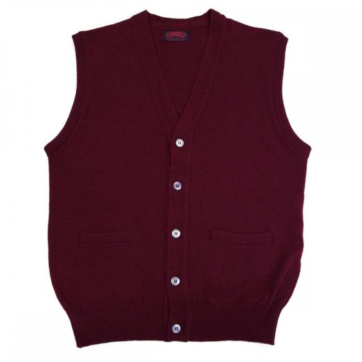O'Connell's Scottish Lambswool Sleeveless Cardigan - Burgundy