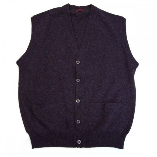 O'Connell's Scottish Lambswool Sleeveless Cardigan - Charcoal