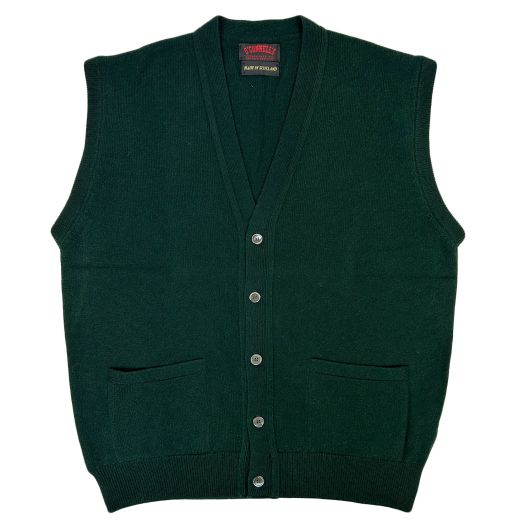 O'Connell's Scottish Lambswool Sleeveless Cardigan - Forest Green