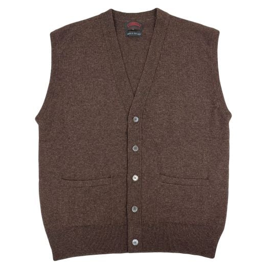 O'Connell's Scottish Lambswool Sleeveless Cardigan - Hickory