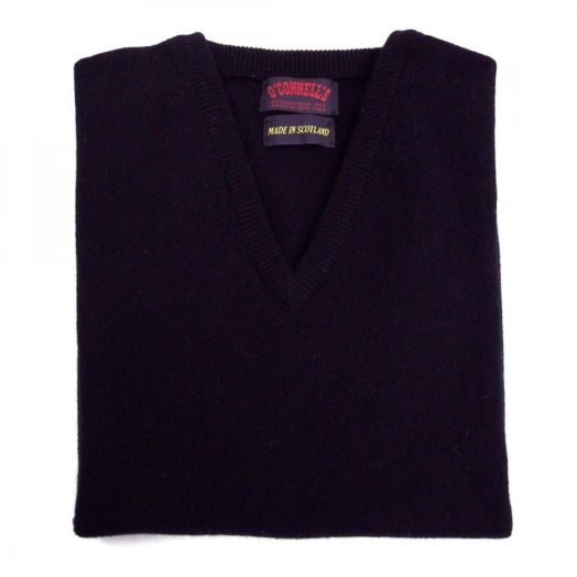 O'Connell's Scottish Lambswool V-Neck Sleeveless Pullover - Black