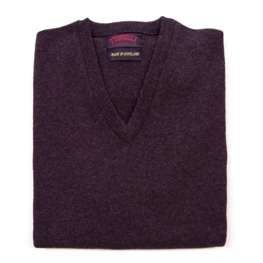 O'Connell's Scottish Lambswool V-Neck Sleeveless Pullover - Cocoa