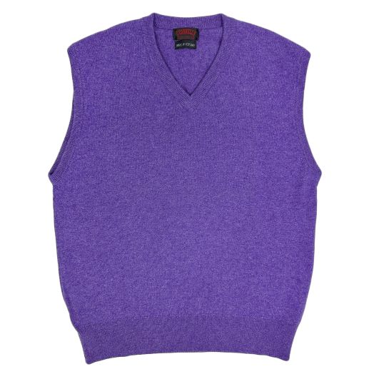 O'Connell's Scottish Lambswool V-Neck Sleeveless Pullover - Heliotrope