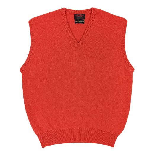 O'Connell's Scottish Lambswool V-Neck Sleeveless Pullover - Inferno