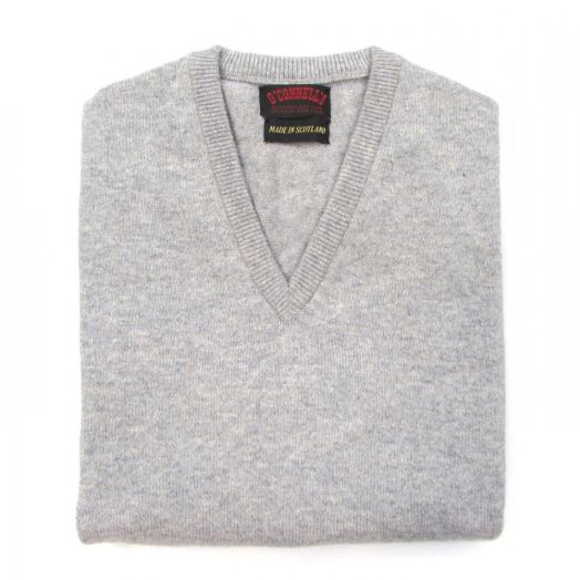O'Connell's Scottish Lambswool V-Neck Sleeveless Pullover - Light Grey
