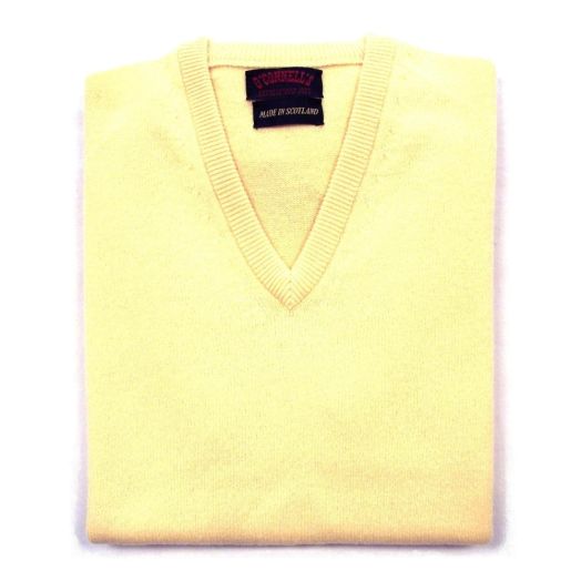 O'Connell's Scottish Lambswool V-Neck Sleeveless Pullover - Solar