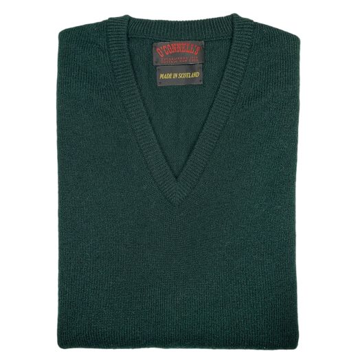 O'Connell's Scottish Lambswool V-Neck Sleeveless Pullover - Tartan Green