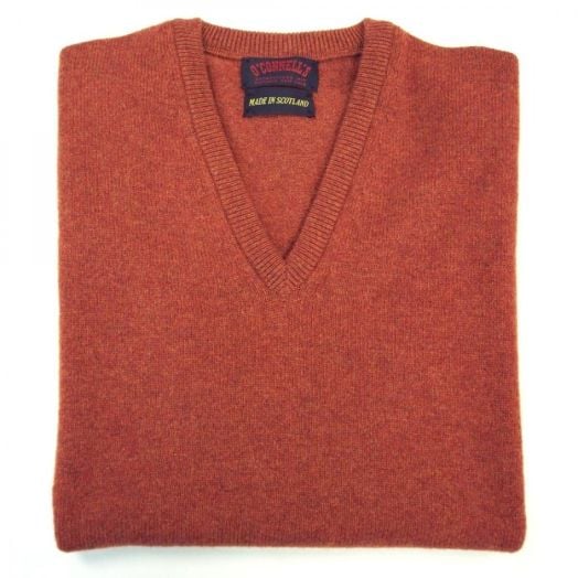 O'Connell's Scottish Lambswool V-Neck Sleeveless Pullover - Tiger