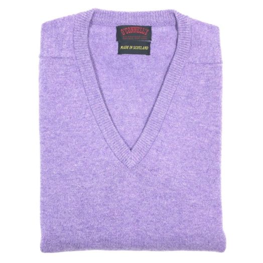 O'Connell's Scottish Lambswool V-Neck Sweater - Dahlia