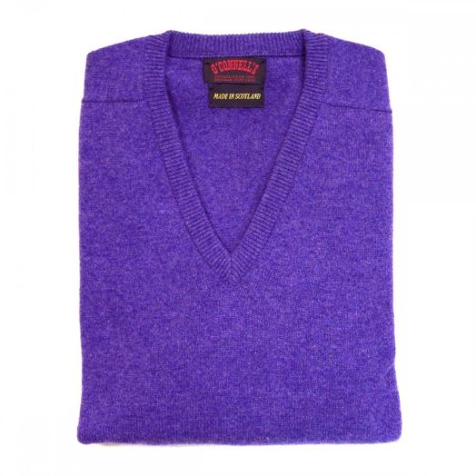 O'Connell's Scottish Lambswool V-Neck Sweater - Heliotrope