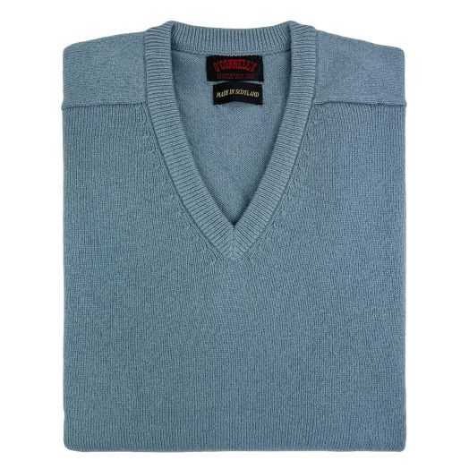O'Connell's Scottish Lambswool V-Neck Sweater - Petrol