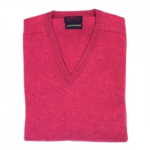 O'Connell's Scottish Lambswool V-Neck Sweater - Rouge