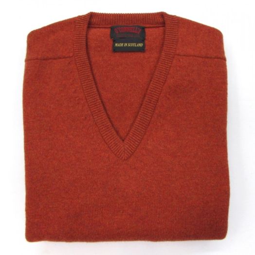 O'Connell's Scottish Lambswool V-Neck Sweater - Tiger