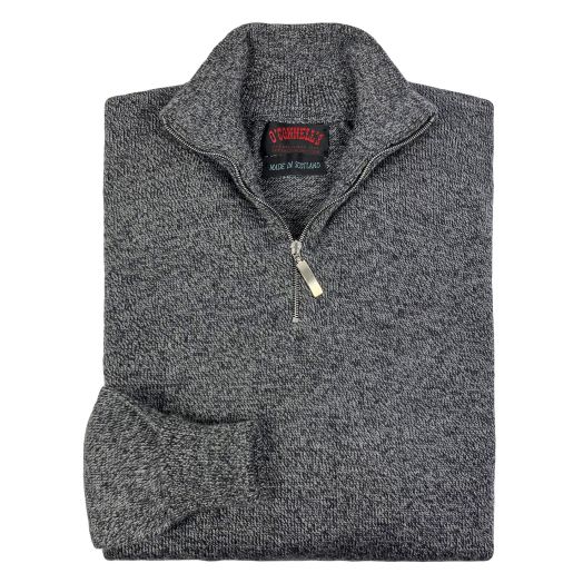 O'Connell's Scottish Merino Wool Quarter-Zip Sweater - Salt & Pepper