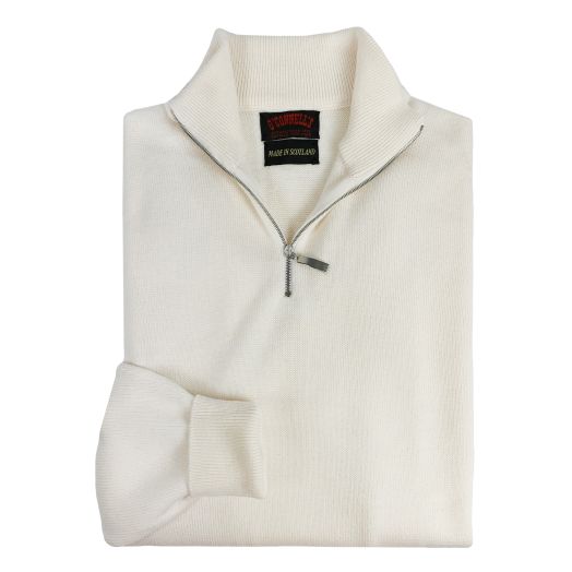 O'Connell's Scottish Merino Wool Quarter-Zip Sweater - Cream